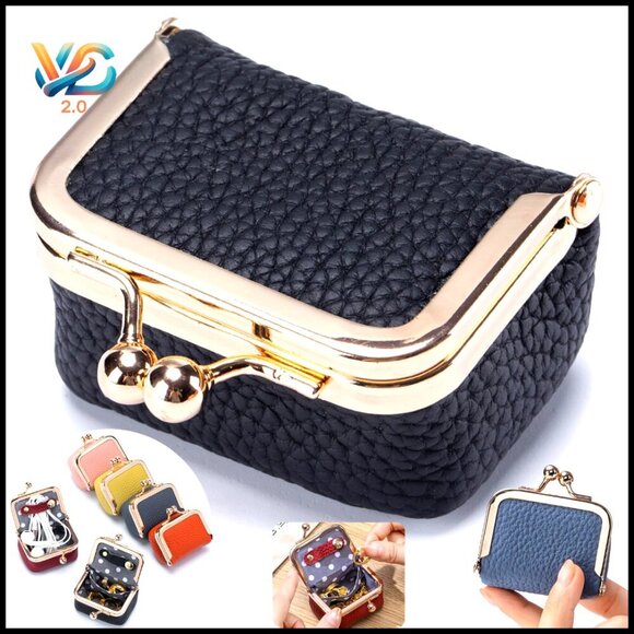 Other - Genuine Leather Mini Jewelry Box Vintage Travel Organizer Kiss Lock Compact